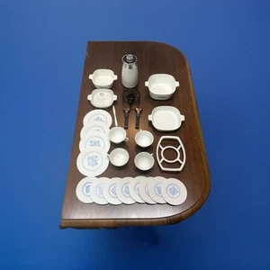 VTG Corning Ware Blue Chilton Plastic Toy Dishes 27 pieces Blue Cornflower - Picture 1 of 2