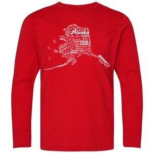 Inktastic Alaska Word Salad- State Outline Youth Long Sleeve T-Shirt Home Last - Picture 1 of 2