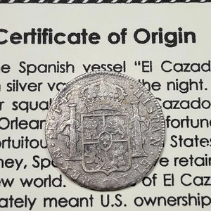 1783 Mo Mexico Silver 8 Reales EL CAZADOR Shipwreck w/ COA Scarce *K700 - Picture 1 of 4
