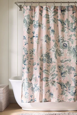 Nuevo con etiquetas Cortina de Ducha Anthropologie Eugenie Estampada Algodón Slub 72" Cuadrada Nueva Foto 1 de 4