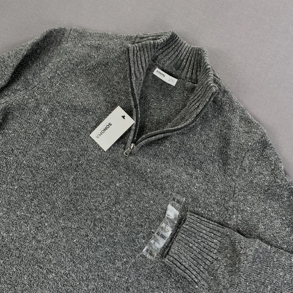 Suéter Sonoma Goods For Life Para Hombres XLT Alto Tejido Gris Brezo Cuarto Cremallera Pullover Foto 1 de 4