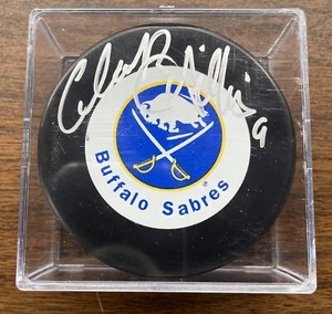 RARE Vintage Buffalo Sabres Clark Gillies Auto Hockey Puck FREE CASE/USA SHIP - Picture 1 of 2