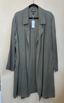 Gabardina Eileen Fisher Grove verde suave con solapa anudada Lyocell nueva con etiquetas $348 L Foto 1 de 4
