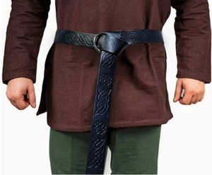Faux Leather Viking Belt Embossed Celtic Design Medieval Knight Cosplay D-Ring - Picture 1 of 9