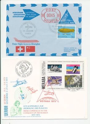 Cubierta Space Kopérnico Suiza 1973 y 1975 1st Air China BL727 Foto 1 de 2