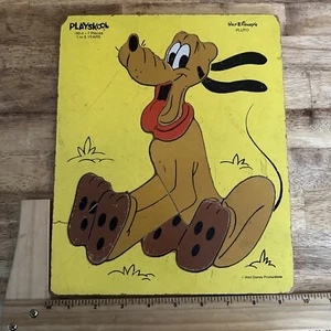 Vintage Playskool Pluto Dog Wooden Puzzle #190-04 Walt Disney 7 Pieces Wood - Picture 1 of 7