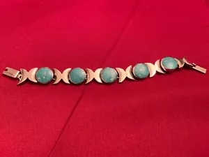 Taxco Mexico Heavy Unique 925 Sterling Silver Turquoise Bracelet 52.9 grams - Picture 1 of 5