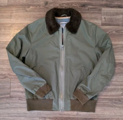 Gant Rugger Rum Runner Flight Jacket Mens Military Green Sherling Bomber S Read! - Image 1 of 4
