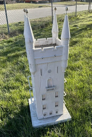 LARGE Vintage Folk Art Birdhouse Castle Form Wooden bird house Cover