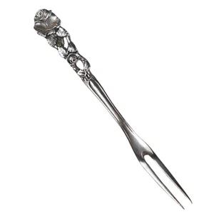 Vintage 800 Silver Pickle Fork – Hildesheimer Rose Style - 4" German - 8 oz. - Picture 1 of 6