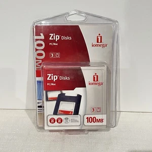 iOmega Zip Disk 100 MB Confezione da 3 PC/MAC Nuovo Vecchio Stock Sigillato - Foto 1 di 7
