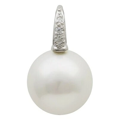 Ciondolo Con Perla Perla Di Conchiglia 16Mm E Zirconia Bianca 925 Argento, Donna - Immagine 1 di 2