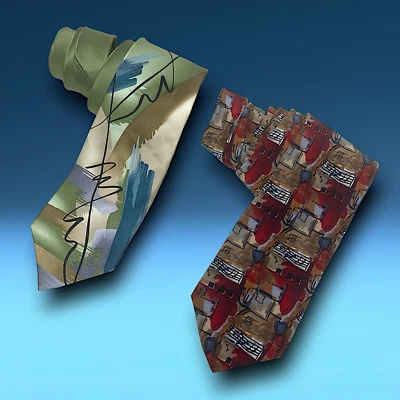 Lote De Colección 2 x Corbatas de Seda Jerry Garcia Colección Abstracta 50 Grateful Dead Foto 1 de 4