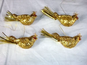 4 vintage anni 60 GOld Glitter Bird ornamenti natalizi coda orpello 3" L - Foto 1 di 10