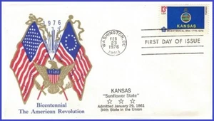 USA3 #1666 U/A BOERGER 2 FDC   Kansas State Flag - Picture 1 of 1