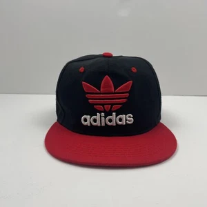 Adidas Hat Cap Snap Back Black Red Trefoil Spell Out Outdoor Athletic Mens - Picture 1 of 8