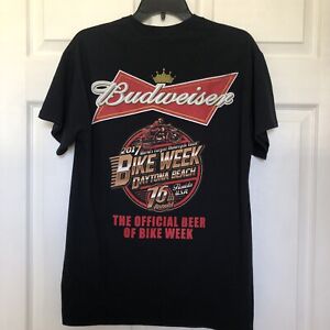 2017 Budweiser 76th Annual Bike Week Short Sleeve T-Shirt Men’s Med. Black