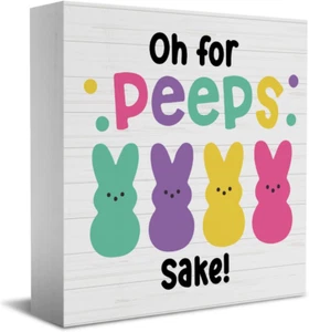 Funny Easter Bunny Decor Desk Decor Wooden Box Sign Easter Decorations Easter Gi - Picture 1 of 12