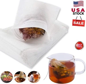 400× Disposable Tea Bag Drawstring Flip Empty Teabags Herb Loose Tea Filters US - Picture 1 of 17
