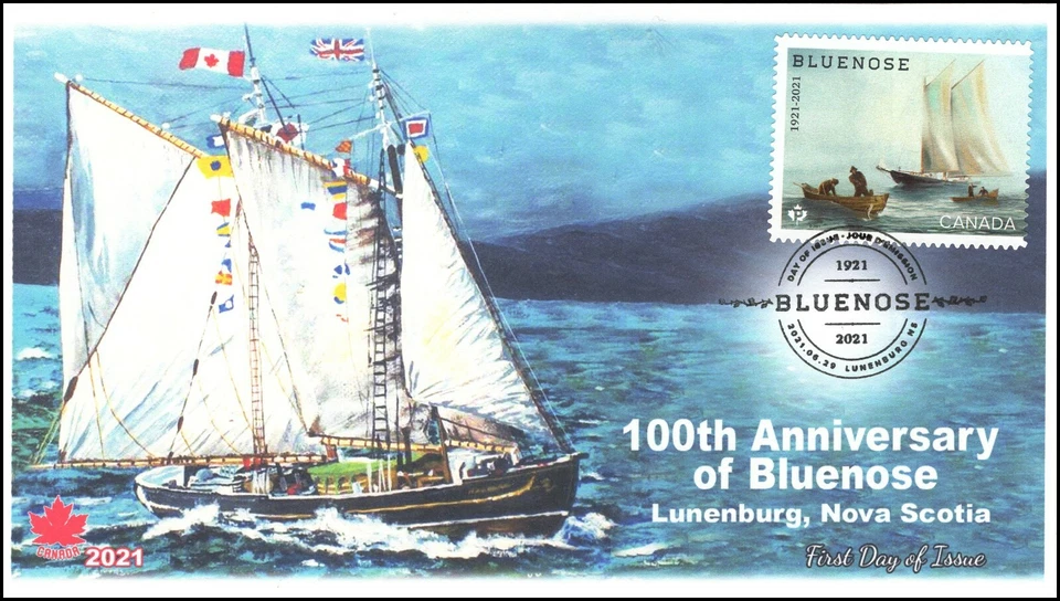 CA21-039, 2021,Bluenose, First Day of Issue, Pictorial Postmark, 100th Anniversa Foto 1 de 1