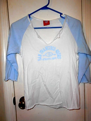 NFL For Her San Francisco 49ers Ladies Large White 3/4 Sleeve Raglan T-Shirt. - image 1 of 3