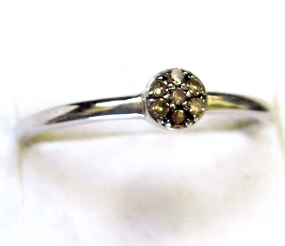 Champagne Diamond Flower Ring / size 11 / 925 Sterling Silver / 0.1 ct - Image 1 of 4