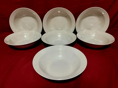 Ikea 21521 Set/Lot Of 7 Beige Sandstone Glossy Rimmed Soup Bowls 8" - Image 1 of 2
