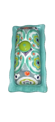 Anthropologie "Okuno" Lidded Ceramic Butter Dish, Vivid Colors No Chips - Image 1 of 4