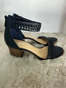 CL by Chinese Laundry Jody Heels Womens 6.5M Navy Ankle Strap Open Toe Sandals - Picture 1 of 7