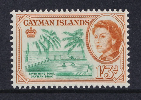 Cayman Islands QEII 1962-64 1s3d Bluish Green Orange -Brown SG175 Mint MLH Cover