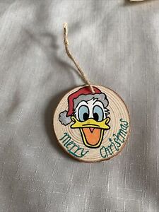 Hand Painted Wooden Christmas Tree Bauble Themed Disney Donald Duck