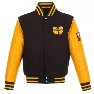 Klassische Wu-Tang Stil schwarz gelb College Jacke Letterman Hip Hop Streetwear - Bild 1 von 4