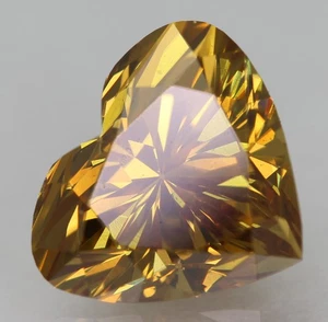 Zertifiziert 1,37 ct Oranggelb VVS1 Herzform natürlicher verbesserter Diamant 7,75 x 6,65 mm - Bild 1 von 4