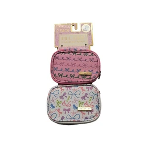 Danney Lee Pill Case 2 Pack Weekly 7-Day Organizer Travel Zip Pouch Bow Print - Picture 1 of 4