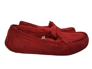 UGG Ansley mocassino pantofole scarpe donna taglia 10 pull on rosso scamosciato shearling - Foto 1 di 8