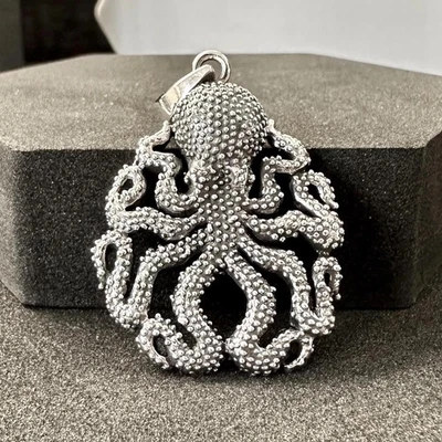 Handarbeit 925 Sterling Silber Oktopus Anhänger Krake Seeungeheuer Pendant - Bild 1 von 4