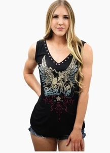 Ladies Beautiful Motorcycle Graphics  Shirt - USA Made - 7577 - Picture 1 of 1