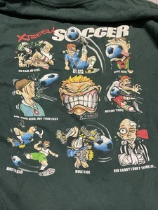 Vintage 90s T-Shirt Youth Boys Size X Large Soccer Funny Long Sleeve - Picture 1 of 7