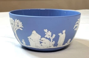 Vintage Wedgwood blau Jasperware 5 Zoll neoklassizistische Schüssel Opfer England - Bild 1 von 6