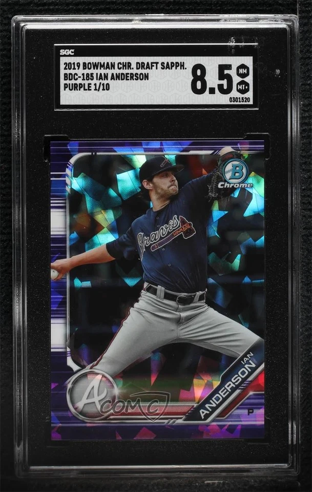 2019 Bowman Chrome Draft Sapphire Edition Purple /10 Ian Anderson SGC 8.5 - Image 1 of 2