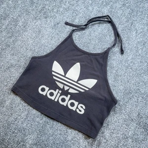 adidas Originals Halter Tank Top Women's XS Black Big Trefoil Logo Sleeveless - Picture 1 of 10