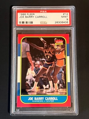 1986 Fleer Joe Barry Carroll #14 Golden State Warriors PSA 9 Estado perfeito  - Imagem 1 de 3