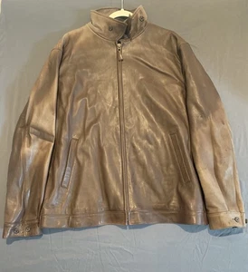 Chaqueta De Colección Polo Ralph Lauren Cuero Genuino Para Hombre XL Cremallera Completa Marrón DEFECTUOSA - Imagen 1 de 16