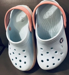 Zoccoli CROCS bambini Croc Band blu ghiaccio e rosa gomma taglia J1 scarpe slip on ragazze - Foto 1 di 2