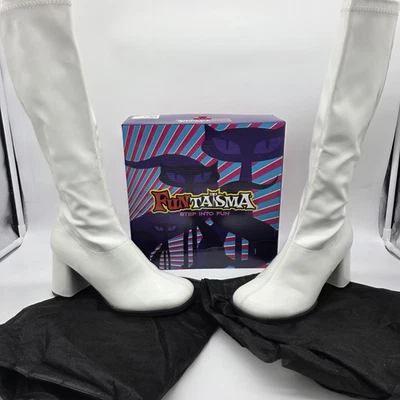 Botas Funtasma Gogo 300 Mujer Talla 8 Blanco Patente Hasta la Rodilla Disfraz Mod Años 60 Foto 1 de 4
