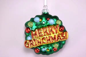 Merry Grinchmas  Dr Seuss Hallmark Glass Christmas Ornament - Picture 1 of 4