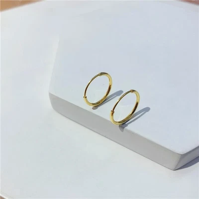 Pure 24K 999 Gold 13.3mm Circle Women Men Hoop Earrings - Image 1 of 4