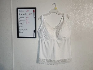 Breezies Women's Solid Soft Support Lace Bra Camisole 2X White Babydoll - Picture 1 of 6