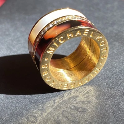 Michael Kors Size 6 Tortoise Shell Mother Of Pearl Ring - Image 1 of 4