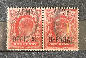 GB KEVII 1902. 1d Scarlet Pair. Overprint: ARMY OFFICIAL. SGO49 - Picture 1 of 2